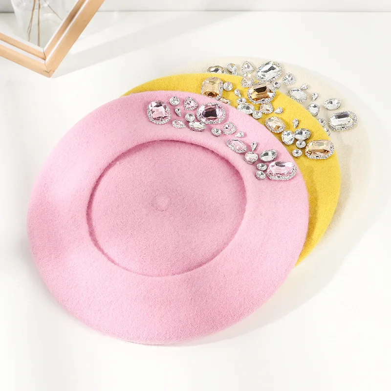 Stunning Rhinestone Wool Beret - Beret French Wool review and price