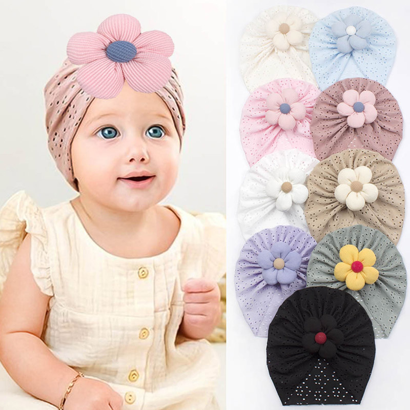 3D Flower Baby Turban Cap Summ - Dad Hat Cotton review and price