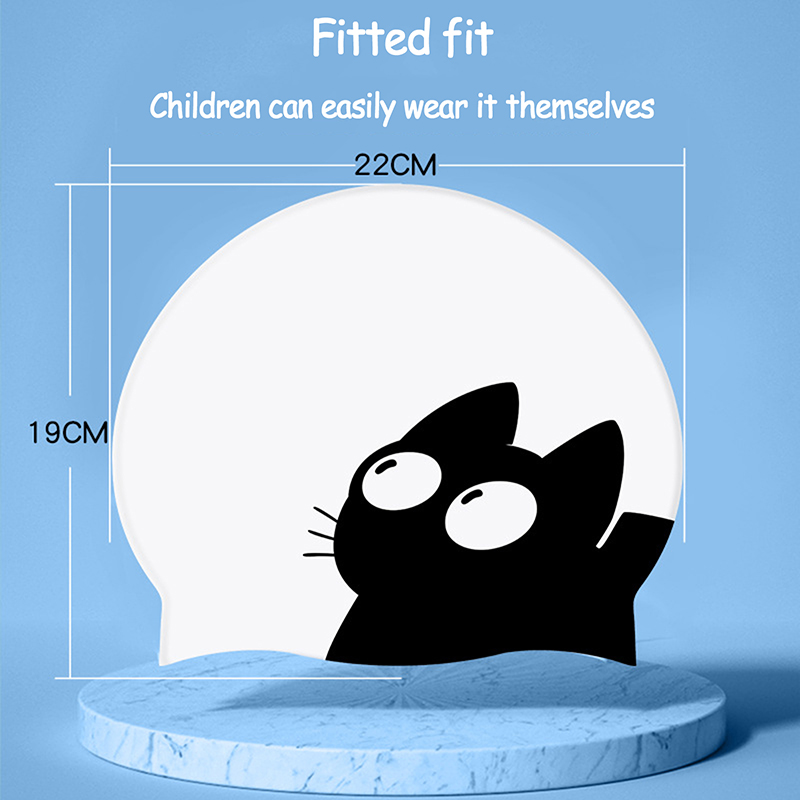 Cute Cat Swimming Cap For Long - Swim Hat Silicone review and price