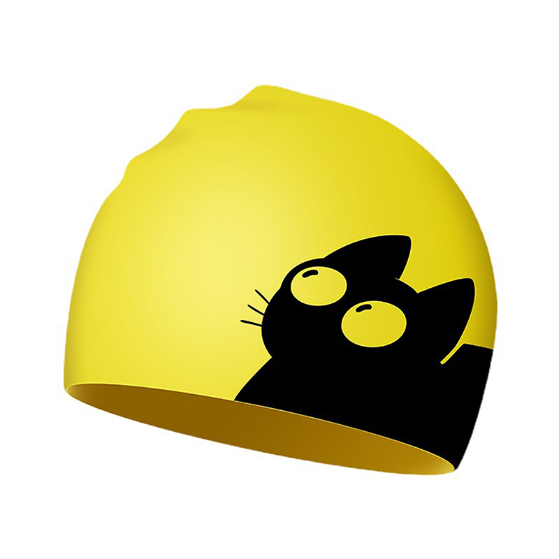Cute Cat Swimming Cap For Long - Swim Hat Silicone review and price
