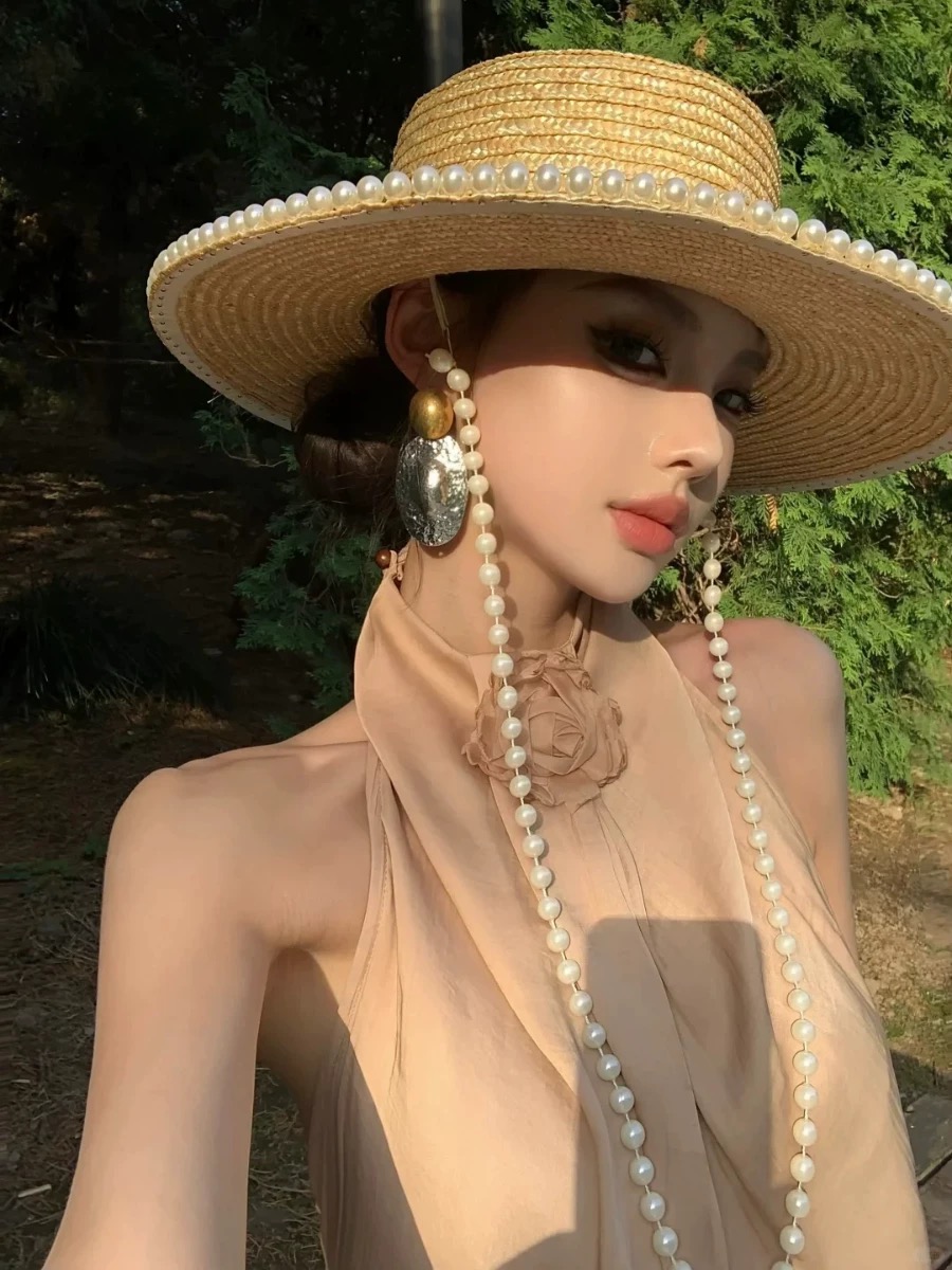New Summer Fashion Pearl Chain - Cowboy Hat Straw review and price