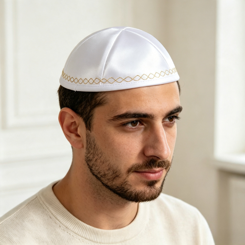 White Satin Jewish Kippah with - Skull Cap Helmet Liner review and price