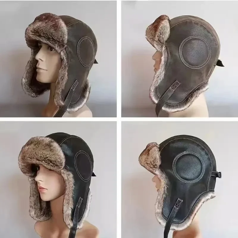 Leather SnowWint Cap With Ear  - Trapper Hat Ear Flap review and price