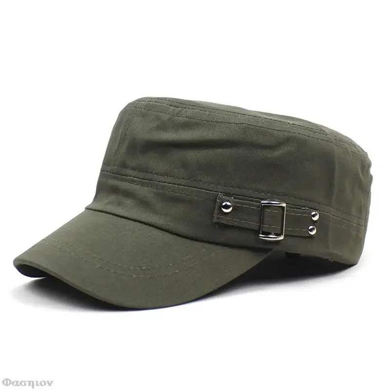 Army Cap Men Women Pure Color  - Snapback Hat Flat review and price