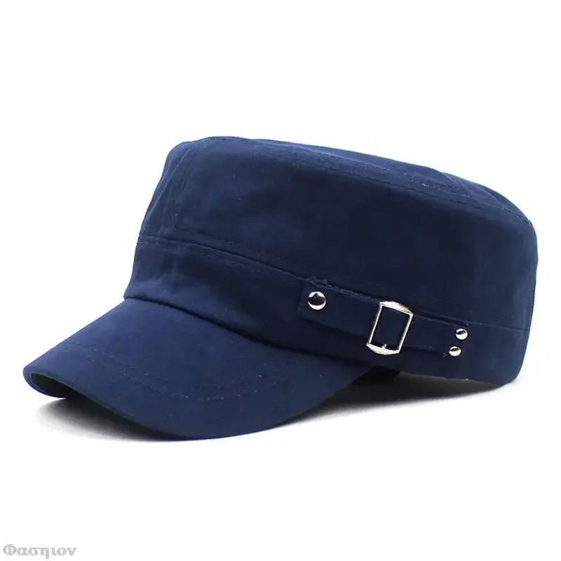 Army Cap Men Women Pure Color  - Snapback Hat Flat review and price
