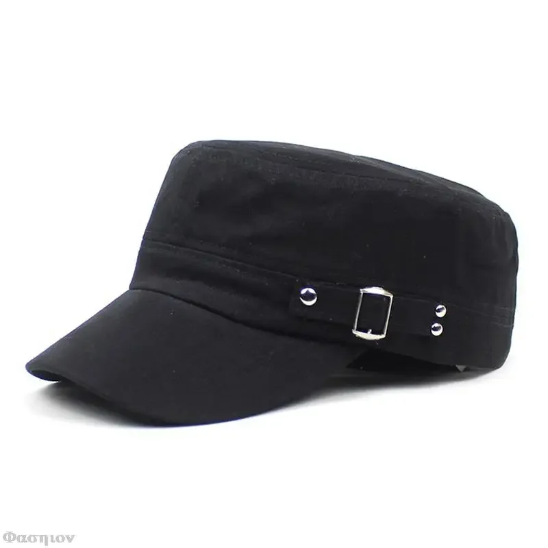 Army Cap Men Women Pure Color  - Snapback Hat Flat review and price