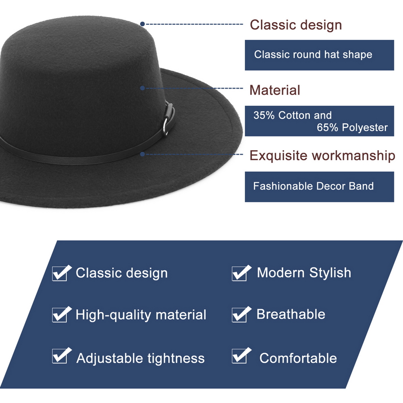 Elegant Wide Brim Fedora Hat f - Fedora Hat Wool review and price